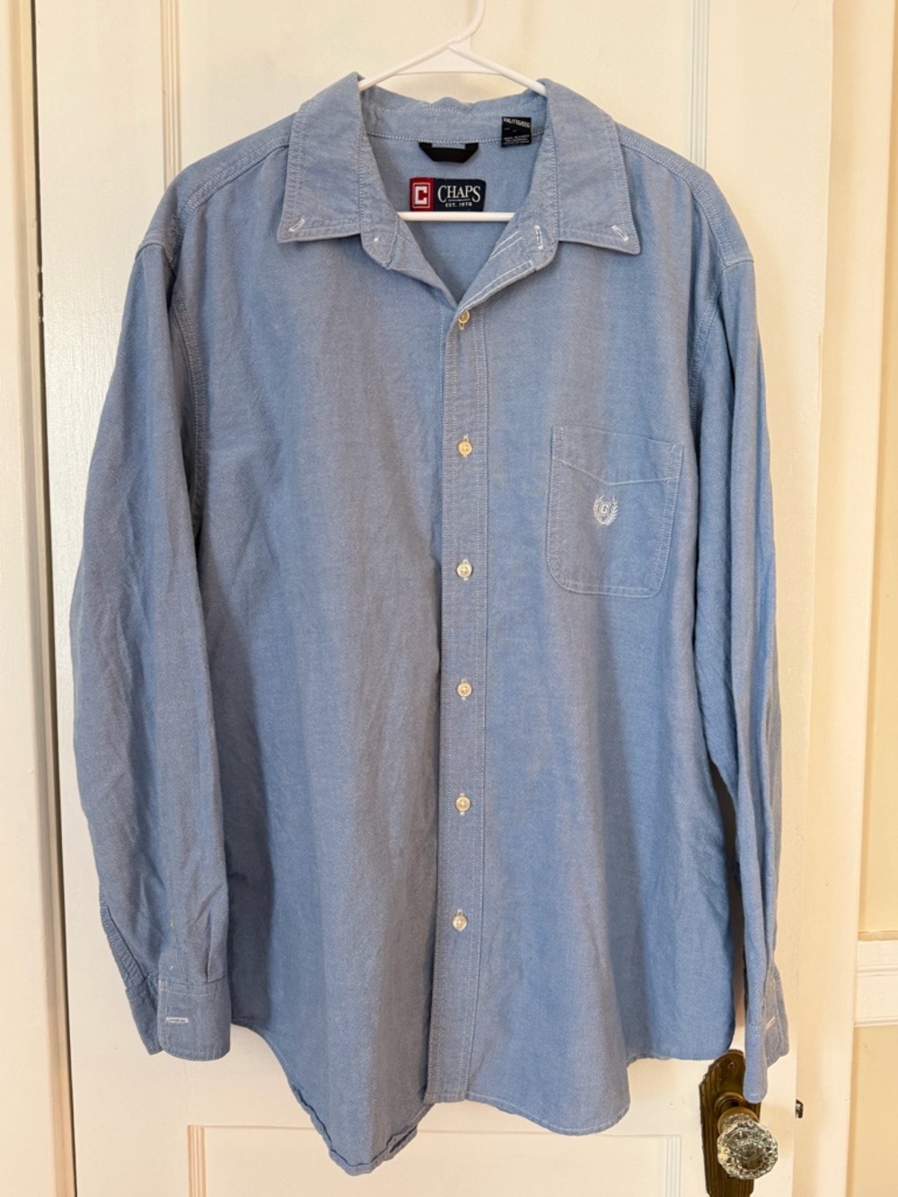 Chaps 100% Cotton Light Blue Casual Button-Down Shirt